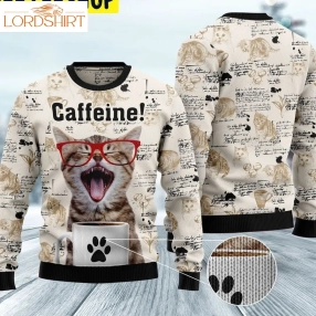 Caffeine Cat Trending Ugly Christmas Sweatshirt