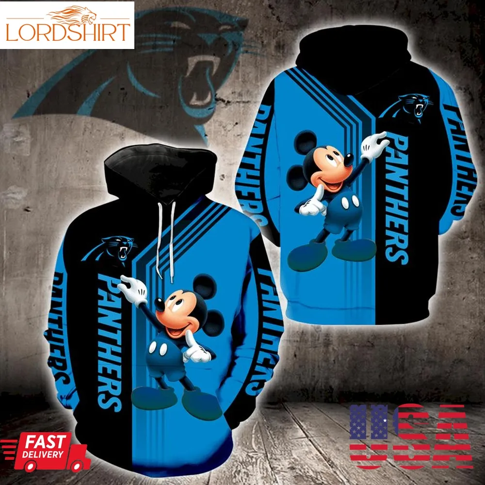 Carolina Panthers Mickey Mouse 3D Hoodie Zipper For Men Women K1328