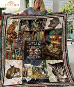 Cat And Book Like 3D Customized Quilt Blanket