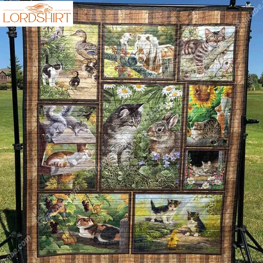 Cat And Friends 3D Quilt Blanket