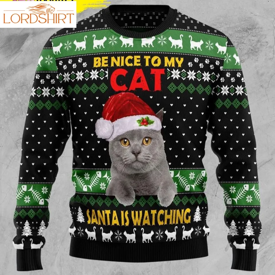 Cat Be Nice Cat Ugly Christmas Sweater