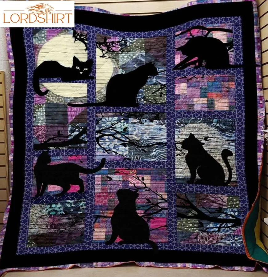 Cat Black 3D Customized Quilt Blanket