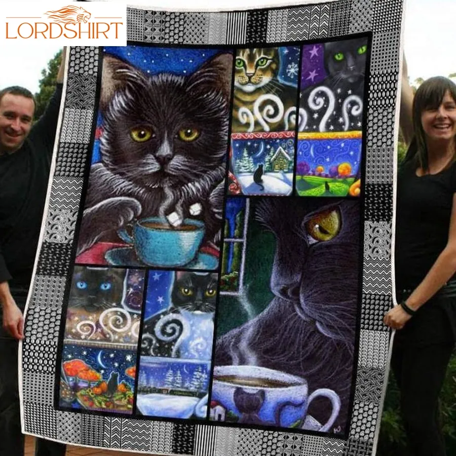 Cat Black Cat And Magic Tea 3D Quilt Blanket