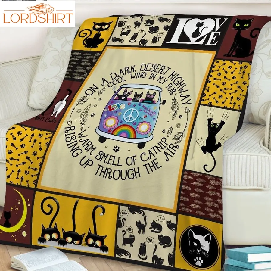 Cat Black On Highway Circle All Over Print 3D Quilt Blanket