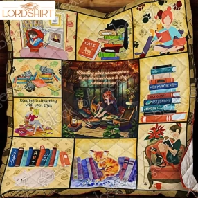 Cat Books Reading 3D Quilt Blanket