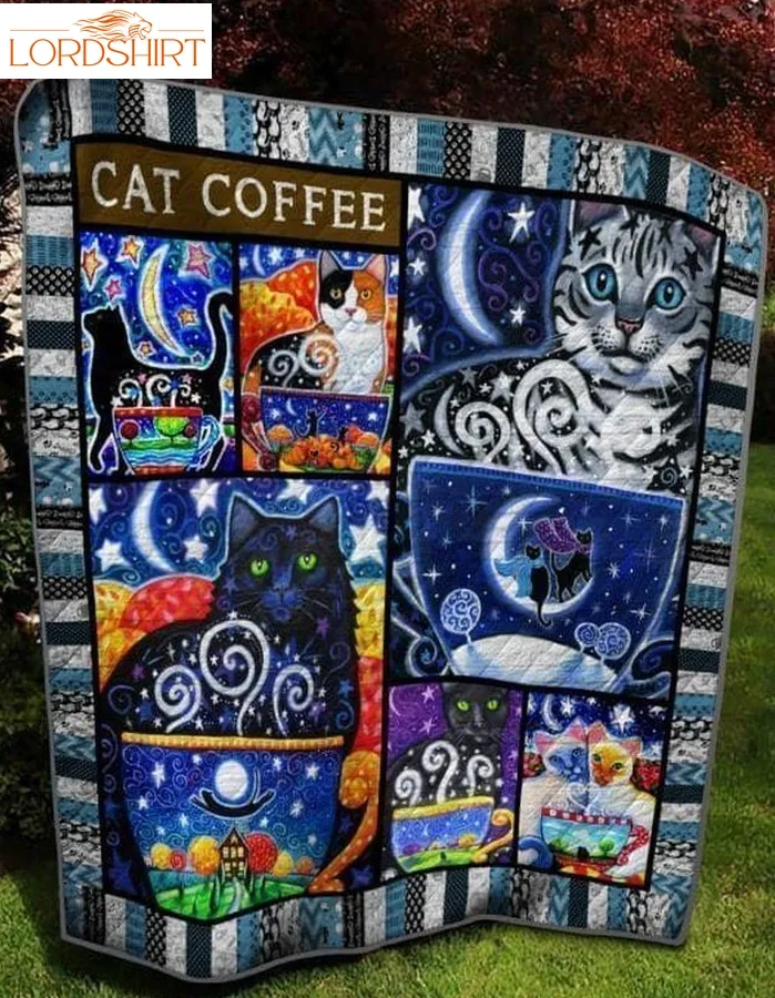 Cat Coffee 3D Customized Quilt