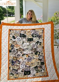 Cat Colorful Dots Quilt Blanket Great Customized Gifts For Birthday Christmas Thanksgiving Perfect Gifts For Cat Lover