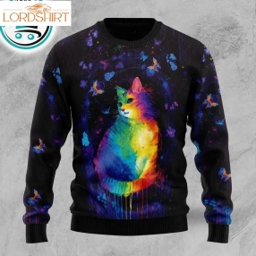 Cat Colorful Ugly Christmas Sweater, Xmas Gifts For Men Women