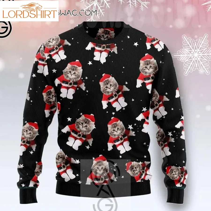 Cat Cosplay Santa Full Printing Ugly Christmas Sweater