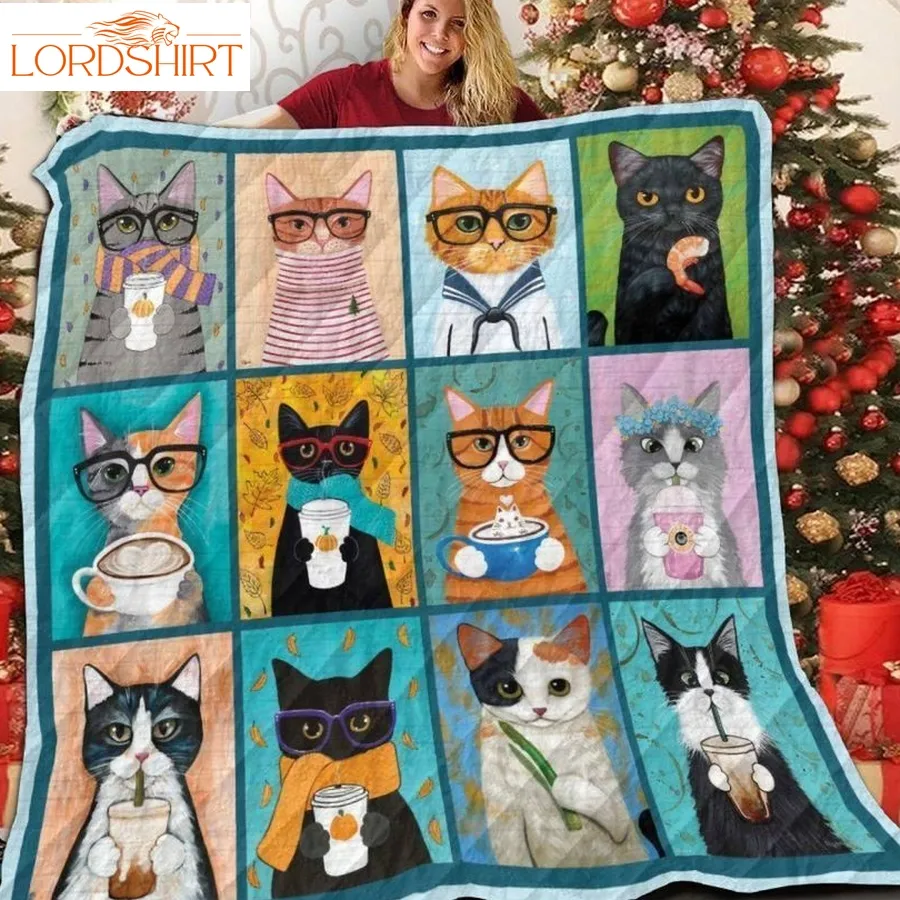 Cat Drinking 3D Customized Quilt