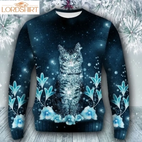 Cat Flower Light T109  All Over Print Holiday Sweater