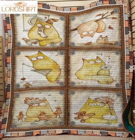 Cat Goes Fishing 3D Customized Quilt Blanket