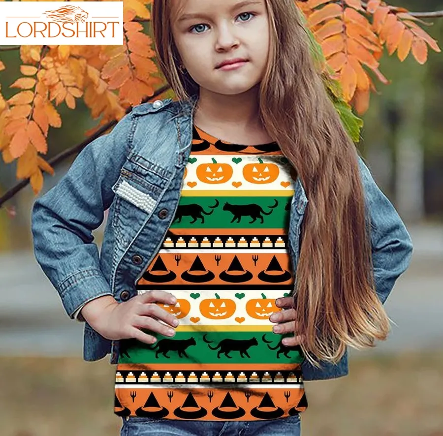 Cat Halloween Pattern T1609  All Over Print Holiday Kid Sweater