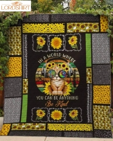 Cat Hippie 3D Customized Quilt Blanket