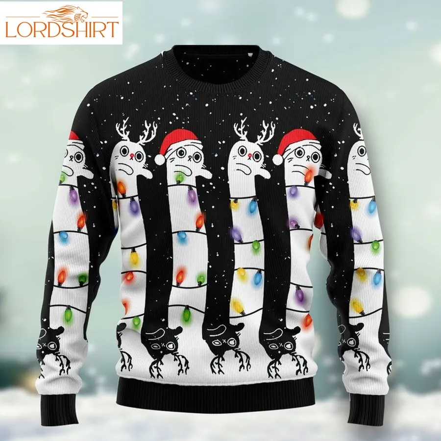 Cat Ht011203 Unisex Womens And Mens, Couples Matching, Friends, Funny Family Ugly Christmas Holiday Sweater Gifts 