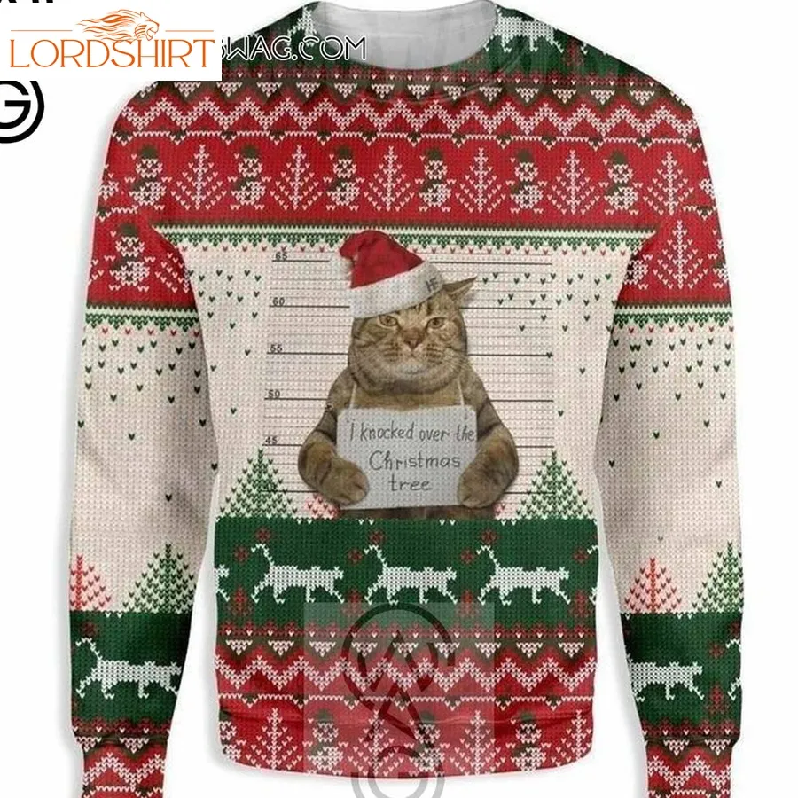 Cat I Knocked Over The Christmas Tree Ugly Christmas Sweater