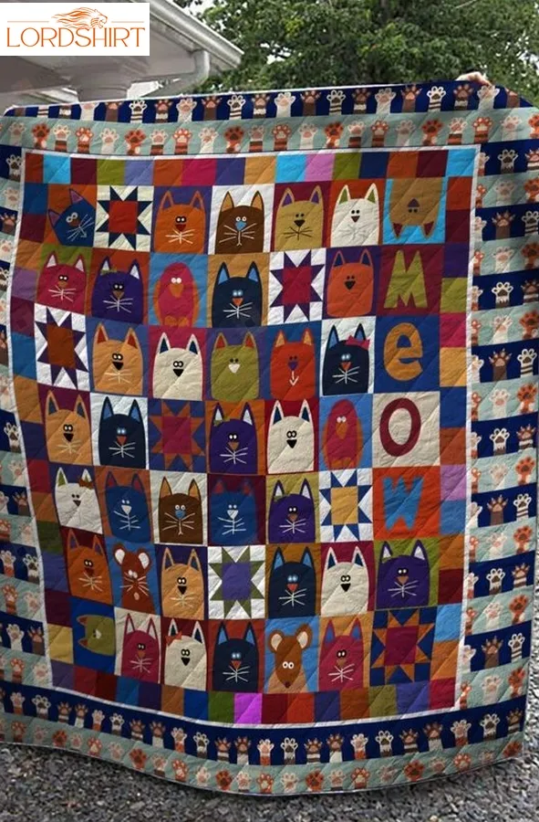 Cat In Color Meow Quilt Blanket Great Customized Gifts For Birthday Christmas Thanksgiving Perfect Gifts For Cat Lover