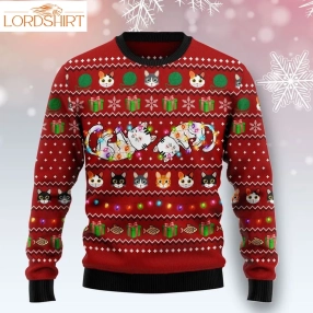 Cat Light Christmas Wool Sweater