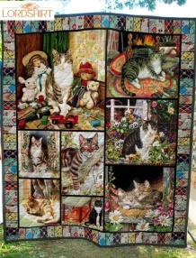 Cat Like Cat With Flower 3D Quilt Blanket