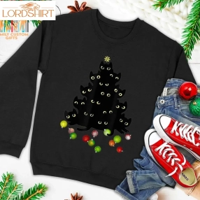 Cat Lovers Cute And Funny Holiday Tree Christmas Ugly Christmas Sweater T Shirt