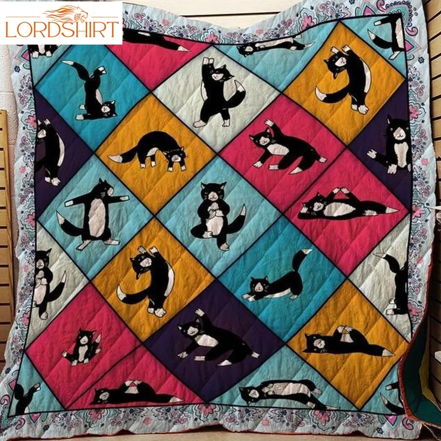 Cat Lovers Yoga 3D Customized Quilt Blanket