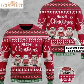 Cat Name Meory Christmas Ugly Sweater