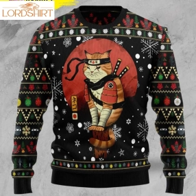 Cat Red Cat Truck Ugly Christmas Sweater Recovered