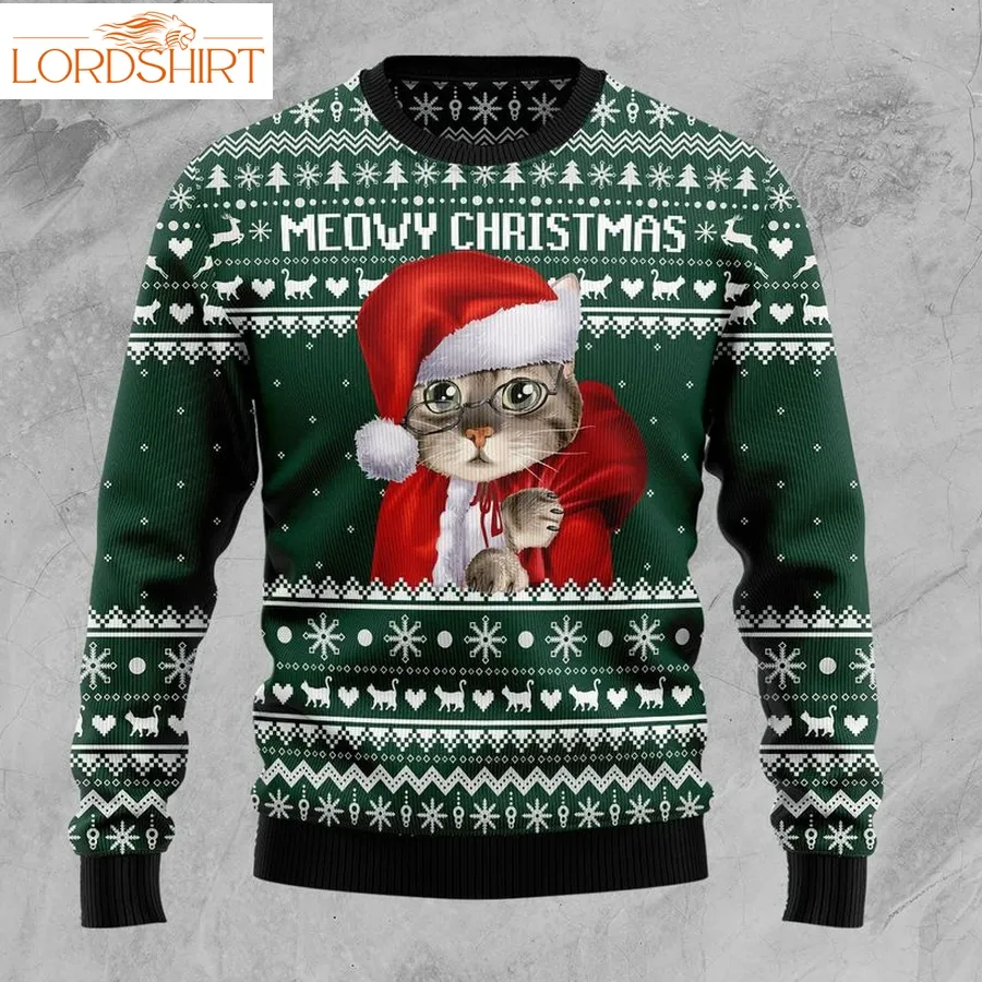 Cat Santa Christmas Wool Sweater