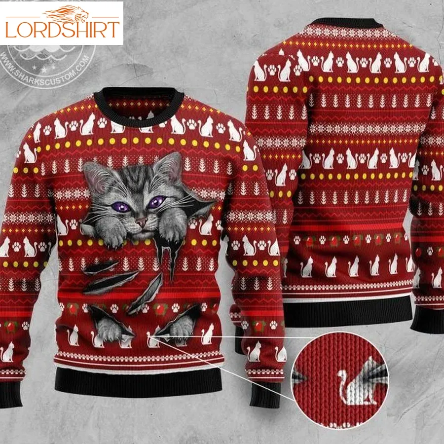 Cat Scratch Ugly Christmas Sweater