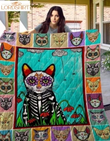 Cat Skull Cat 3D Customized Quilt