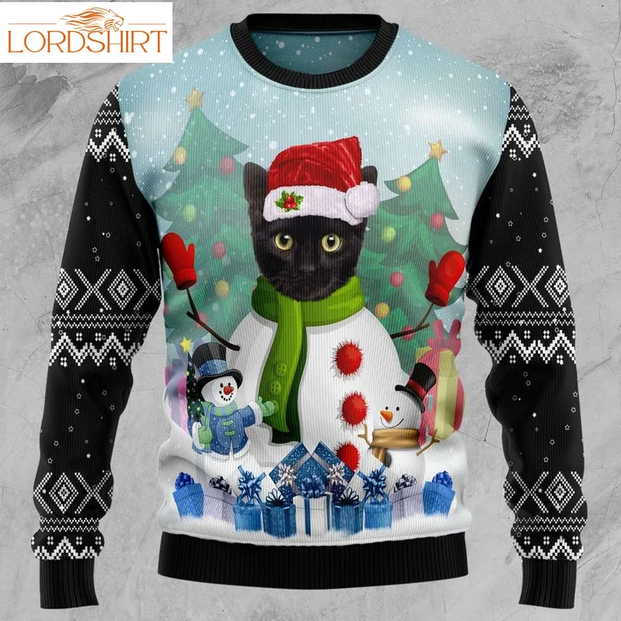 Cat Snowman Christmas Wool Sweater