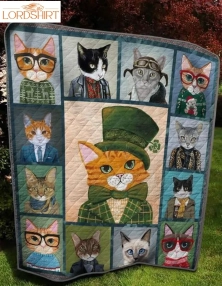 Cat The Irish Dandy 3D Quilt Blanket