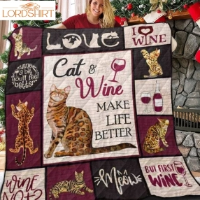 Cat Wine 3D Customized Quilt