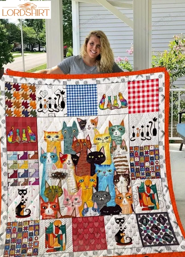 Cat With Colorful Fur Quilt Blanket Great Customized Gifts For Birthday Christmas Thanksgiving Perfect Gifts For Cat Lover