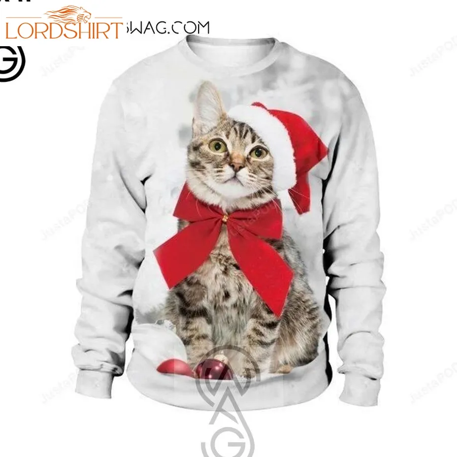 Cat With Santa Hat Knitting Pattern Ugly Christmas Sweater