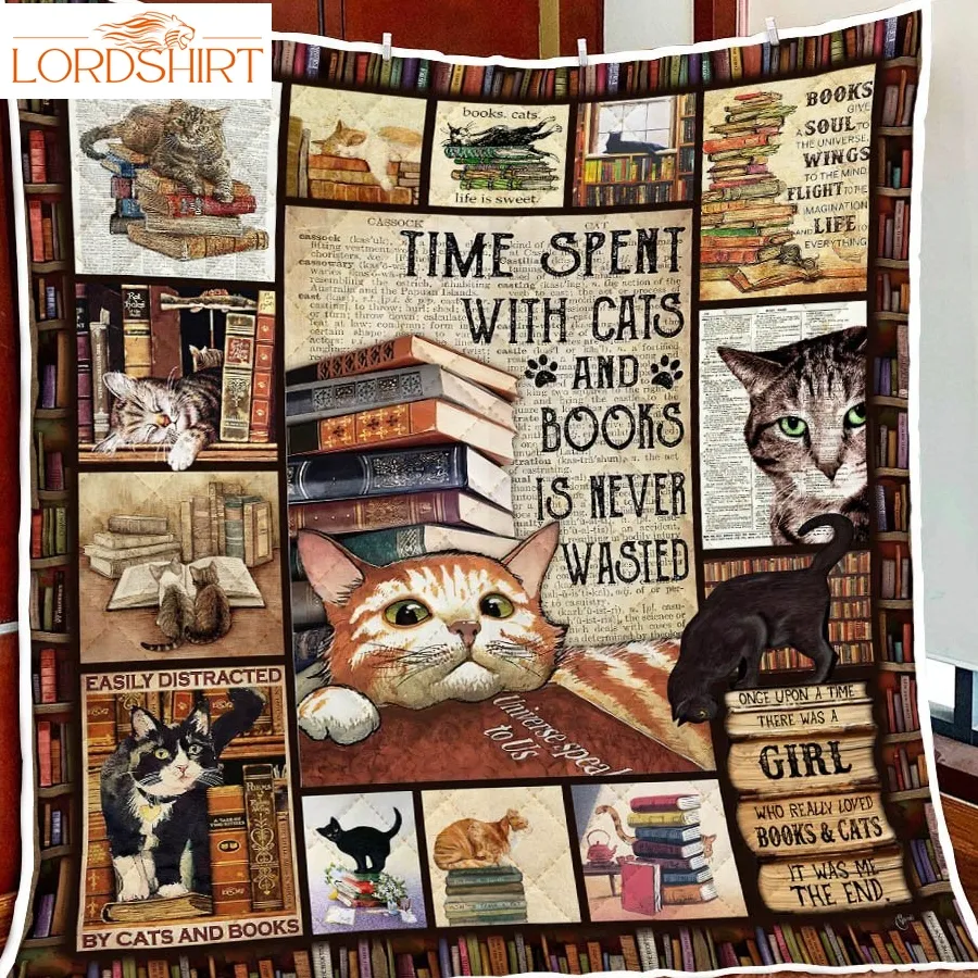 Cats And Books Quilt Blanket Thh3489q