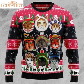 Cats In Winter Christmas Wool Sweater