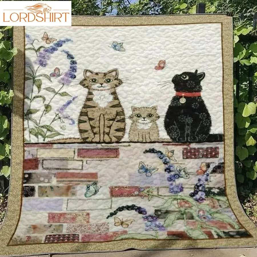 Cats Sitting On The Wall Quilt Blanket Great Customized Gifts For Birthday Christmas Thanksgiving Perfect Gifts For Cat Lover