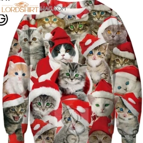 Cats With Red Hat For Cat Lovers Holiday Party Ugly Christmas Sweater