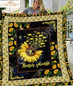 Cattle Sunflower Art 3D Customized Quilt Blanket