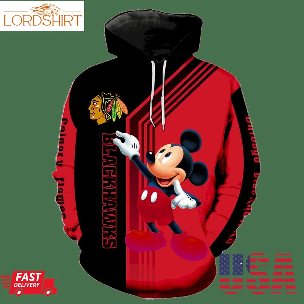 Chicago Blackhawks Mickey Mouse New Full All Over Print V1524 Hoodie