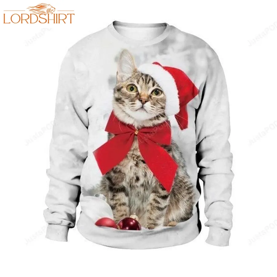 Christmas Cat Ugly Christmas Sweater All Over Print Sweatshirt Ugly