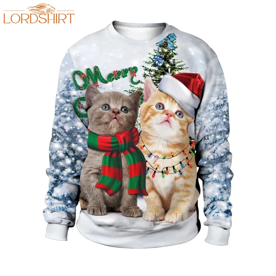 Christmas Cute Cat Pine Tree Sweater