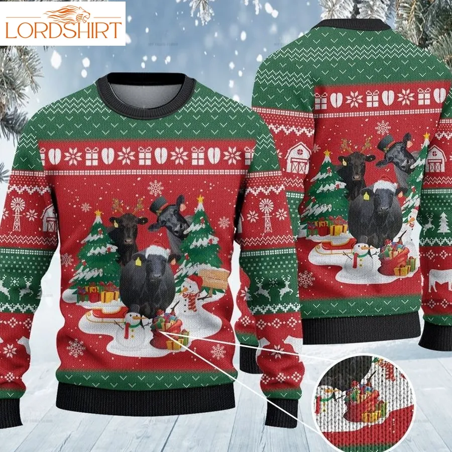 Christmas Gift Black Angus Cattle Sweater, Sweatshirt