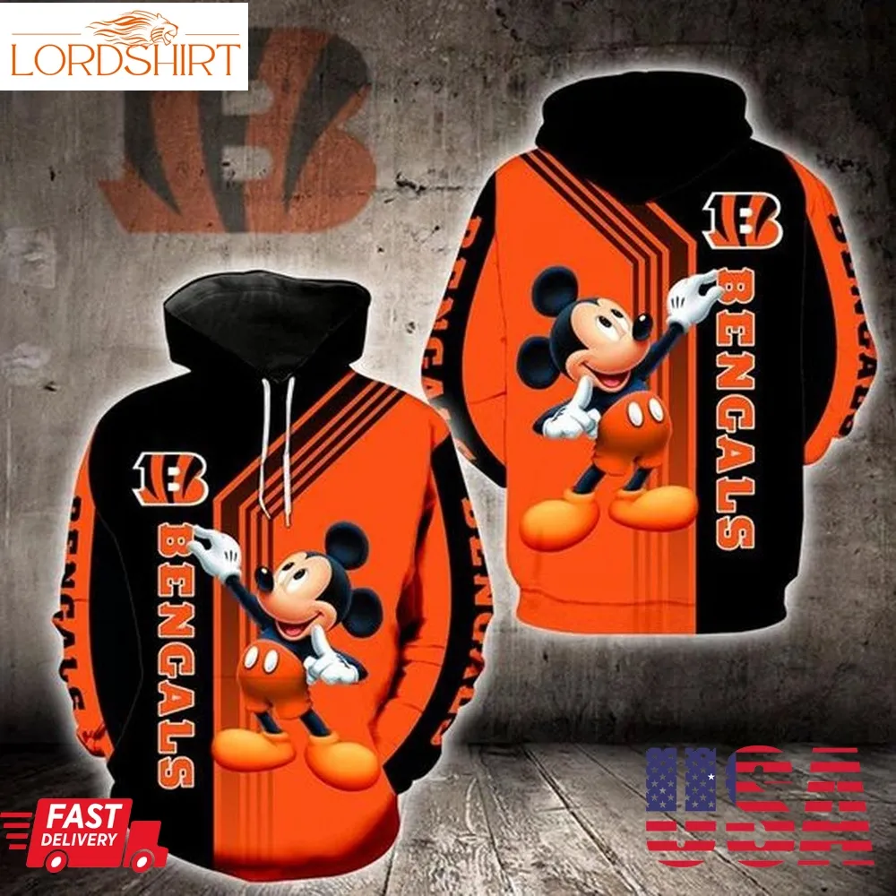 Cincinnati Bengals Mickey Mouse 3D Hoodie