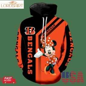 Cincinnati Bengals Minnie Mouse New Full All Over Print V1463 Hoodie Zipper