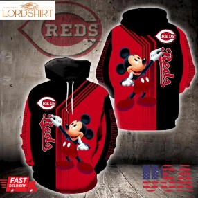 Cincinnati Reds Mickey Mouse Full Print V1504 Hoodie Zipper Men Women