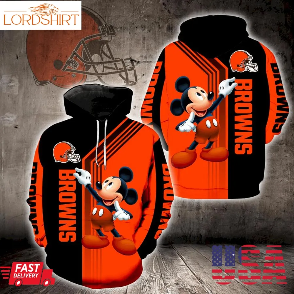 Cleveland Browns Mickey Mouse Full Print K1319 Hoodie Zipper Men Women