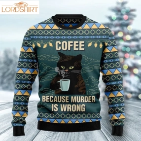 Coffee Cat Christmas Wool Sweater