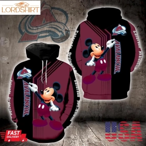 Colorado Avalanche Mickey Mouse Full Print V1511 Hoodie And Zipper